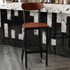 image:imageFlash Furniture Wright Commercial Grade Barstool  Walnut Finish Solid Wood Seat and Boomerang Back  500 LB Capacity Black Steel Frame  Integrated FootrestWalnut
