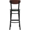image:imageFlash Furniture Wright Commercial Grade Barstool  Walnut Finish Solid Wood Seat and Boomerang Back  500 LB Capacity Black Steel Frame  Integrated FootrestWalnut Wood BackGreen Vinyl Seat