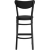 image:imageFlash Furniture Wright Commercial Grade Barstool  Walnut Finish Solid Wood Seat and Boomerang Back  500 LB Capacity Black Steel Frame  Integrated FootrestBlack Vinyl BackBlack Vinyl Seat