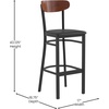 image:imageFlash Furniture Wright Commercial Grade Barstool  Walnut Finish Solid Wood Seat and Boomerang Back  500 LB Capacity Black Steel Frame  Integrated FootrestWalnut Wood BackBlack Vinyl Seat