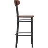 image:imageFlash Furniture Wright Commercial Grade Barstool  Walnut Finish Solid Wood Seat and Boomerang Back  500 LB Capacity Black Steel Frame  Integrated FootrestWalnut
