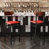 image:imageFlash Furniture Wright Commercial Grade Barstool  Walnut Finish Solid Wood Seat and Boomerang Back  500 LB Capacity Black Steel Frame  Integrated FootrestWalnut Wood BackRed Vinyl Seat