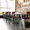 image:imageFlash Furniture Wright Commercial Grade Barstool  Walnut Finish Solid Wood Seat and Boomerang Back  500 LB Capacity Black Steel Frame  Integrated FootrestWalnut