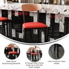 image:imageFlash Furniture Wright Commercial Grade Barstool  Walnut Finish Solid Wood Seat and Boomerang Back  500 LB Capacity Black Steel Frame  Integrated FootrestNatural Birch Wood BackRed Vinyl Seat