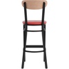 image:imageFlash Furniture Wright Commercial Grade Barstool  Walnut Finish Solid Wood Seat and Boomerang Back  500 LB Capacity Black Steel Frame  Integrated FootrestNatural Birch Wood BackRed Vinyl Seat