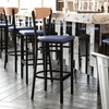 image:imageFlash Furniture Wright Commercial Grade Barstool  Walnut Finish Solid Wood Seat and Boomerang Back  500 LB Capacity Black Steel Frame  Integrated FootrestNatural Birch Wood BackBlue Vinyl Seat