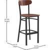 image:imageFlash Furniture Wright Commercial Grade Barstool  Walnut Finish Solid Wood Seat and Boomerang Back  500 LB Capacity Black Steel Frame  Integrated FootrestWalnut