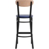 image:imageFlash Furniture Wright Commercial Grade Barstool  Walnut Finish Solid Wood Seat and Boomerang Back  500 LB Capacity Black Steel Frame  Integrated FootrestNatural Birch Wood BackBlue Vinyl Seat