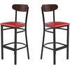 image:imageFlash Furniture Wright Commercial Grade Barstool  Walnut Finish Solid Wood Seat and Boomerang Back  500 LB Capacity Black Steel Frame  Integrated FootrestWalnut Wood BackRed Vinyl Seat