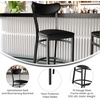 image:imageFlash Furniture Wright Commercial Grade Barstool  Walnut Finish Solid Wood Seat and Boomerang Back  500 LB Capacity Black Steel Frame  Integrated FootrestBlack Vinyl BackBlack Vinyl Seat