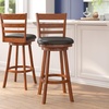 image:imageFlash Furniture Zerrick Commercial Classic Ladderback Barstool  Antique Oak Wood Frame  Black LeatherSoft Seat  Bar Height  360 Swivel Seat  FootrestBlack VinylAntique Oak Frame