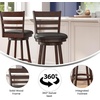 image:imageFlash Furniture Zerrick Commercial Classic Ladderback Barstool  Antique Oak Wood Frame  Black LeatherSoft Seat  Bar Height  360 Swivel Seat  FootrestBlack VinylEspresso Frame