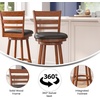 image:imageFlash Furniture Zerrick Commercial Classic Ladderback Barstool  Antique Oak Wood Frame  Black LeatherSoft Seat  Bar Height  360 Swivel Seat  FootrestBlack VinylAntique Oak Frame