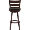 image:imageFlash Furniture Zerrick Commercial Classic Ladderback Barstool  Antique Oak Wood Frame  Black LeatherSoft Seat  Bar Height  360 Swivel Seat  FootrestBlack VinylEspresso Frame