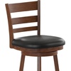 image:imageFlash Furniture Zerrick Commercial Classic Ladderback Barstool  Antique Oak Wood Frame  Black LeatherSoft Seat  Bar Height  360 Swivel Seat  FootrestBlack VinylAntique Oak Frame