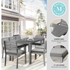 image:imageMartha Stewart Bedford 62 IndoorOutdoor Aluminum Patio Table with Umbrella Hole and Brushed Woodgrain Finish in GrayBrown