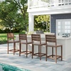 image:imageMartha Stewart Bedford IndoorOutdoor Aluminum Patio Bar Stools with Brushed Woodgrain Finish in Gray and Gray AllWeather Cushions Set of 2Brown