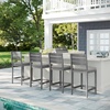 image:imageMartha Stewart Bedford IndoorOutdoor Aluminum Patio Bar Stools with Brushed Woodgrain Finish in Gray and Gray AllWeather Cushions Set of 2Grey