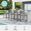 image:imageMartha Stewart Bedford IndoorOutdoor Aluminum Patio Bar Stools with Brushed Woodgrain Finish in Gray and Gray AllWeather Cushions Set of 2Grey