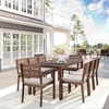 image:imageMartha Stewart Bedford IndoorOutdoor Stackable Aluminum Patio Armchairs with Brushed Woodgrain Finish in Brown and Cream AllWeather Cushions Set of 2Brown