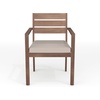 image:imageMartha Stewart Bedford IndoorOutdoor Stackable Aluminum Patio Armchairs with Brushed Woodgrain Finish in Brown and Cream AllWeather Cushions Set of 2Brown