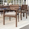 image:imageMartha Stewart Bedford IndoorOutdoor Stackable Aluminum Patio Armchairs with Brushed Woodgrain Finish in Brown and Cream AllWeather Cushions Set of 2Brown