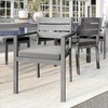 image:imageMartha Stewart Bedford IndoorOutdoor Stackable Aluminum Patio Armchairs with Brushed Woodgrain Finish in Brown and Cream AllWeather Cushions Set of 2Grey