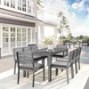 image:imageMartha Stewart Bedford IndoorOutdoor Stackable Aluminum Patio Armchairs with Brushed Woodgrain Finish in Brown and Cream AllWeather Cushions Set of 2Grey