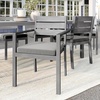 image:imageMartha Stewart Bedford IndoorOutdoor Stackable Aluminum Patio Armchairs with Brushed Woodgrain Finish in Brown and Cream AllWeather Cushions Set of 2Grey