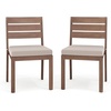 image:imageMartha Stewart Bedford IndoorOutdoor Stackable Aluminum Patio Chairs with Brushed Woodgrain Finish in Gray and Gray AllWeather Cushions Set of 2Brown