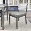 image:imageMartha Stewart Bedford IndoorOutdoor Stackable Aluminum Patio Chairs with Brushed Woodgrain Finish in Gray and Gray AllWeather Cushions Set of 2Grey