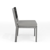 image:imageMartha Stewart Bedford IndoorOutdoor Stackable Aluminum Patio Chairs with Brushed Woodgrain Finish in Gray and Gray AllWeather Cushions Set of 2Grey