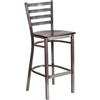 image:imageFlash Furniture 2 Pack HERCULES Series Silver Antique Finish with Clear Coat Ladder Back Metal Restaurant Barstool  Black Vinyl SeatWalnut Wood SeatClear Coated Metal Frame