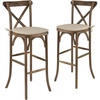 image:imageFlash Furniture 2 Pk HERCULES Series Dark Antique Wood Cross Back Barstool with CushionSet of 2