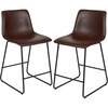image:imageFlash Furniture 24 in LeatherSoft Barstool Dark Brown 2Pack  Commercial Grade Counter Height