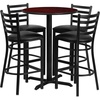 image:imageFlash Furniture 30 Round Black Laminate Table Set with XBase and 4 Ladder Back Metal Barstools  Black Vinyl SeatMahogany TopBlack Vinyl Seat