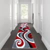 image:imageFlash Furniture Athos Collection Abstract Area Rug  Sculpted HighLow Pile Turquoise Olefin Rug  3 x 10 Area Rug  Jute Backing  Entryway Living Room BedroomRed
