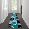 image:imageFlash Furniture Audra Collection Geometric Abstract Area Rug  HighLow Pile Turquoise Olefin Rug  2 x 7 Area Rug  Jute Backing  Entryway Living Room BedroomTurquoise