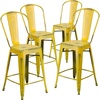 image:imageFlash Furniture Blake Commercial Grade 4 Pack 24 High Distressed Yellow Metal IndoorOutdoor Counter Height Stool with Back