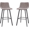 image:imageFlash Furniture Caleb Modern Commercial Barstools with Footrests  Gray LeatherSoft 30 Inch  Black Matte Iron Frame  Armless  Set of 2