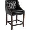 image:imageFlash Furniture Carmel Series 24 High Transitional Tufted Walnut Counter Height Stool with Accent Nail Trim in Dark Gray FabricBlack Leathersoft