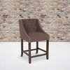 image:imageFlash Furniture Carmel Series 24 High Transitional Tufted Walnut Counter Height Stool with Accent Nail Trim in Dark Gray FabricBrown Fabric