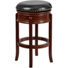 image:imageFlash Furniture Carol 29 High Backless Cappuccino Wood Barstool with Carved Apron and Black LeatherSoft Swivel SeatLight Cherry