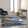 image:imageFlash Furniture Coterie Collection Modern Circular Patterned Indoor Area Rug  Blue and Beige Olefin Fibers with Jute Backing  5 x 752 x 71 Rectangular