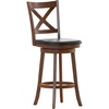 image:imageFlash Furniture Felicity Commercial Classic Crossback Barstool  Antique Oak Wood Frame  Black LeatherSoft Seat  Bar Height  360 Swivel Seat  FootrestBlack VinylAntique Oak Frame