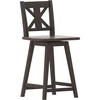 image:imageFlash Furniture Gwendolyn Commercial Modern Farmhouse Barstool  Antique White Wash Frame  Gray Wash Seat  Counter Height  360 Swivel Seat  Integrated FootrestGray Wash Walnut