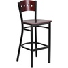 image:imageFlash Furniture HERCULES Series Black 4 Square Back Metal Restaurant Barstool  Mahogany Wood Back Black Vinyl Seat Pack of 2Mahogany Wood BackMahogany Wood SeatBlack Metal Frame
