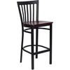 image:imageFlash Furniture HERCULES Series Black School House Back Metal Restaurant Barstool  Mahogany Wood Seat