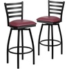 image:imageFlash Furniture Hercules Series Ladder Back Swivel Barstool Commercial Grade Modern Metal Bar Stool with Padded 360Degree Swivel Seat BlackBurgundy Vinyl SeatBlack Metal Frame