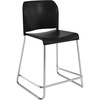image:imageFlash Furniture Hercules Set of 3 Kenai Stackable Sled Base Counter Stools  Commercial 400 lb Capacity Contoured Back PowderCoated Base  BlackChrome Stack 3 HighBlack PlasticChrome Frame
